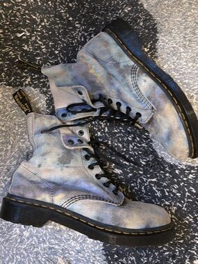 Dr. Martens Light Gray Suede Combat Boots